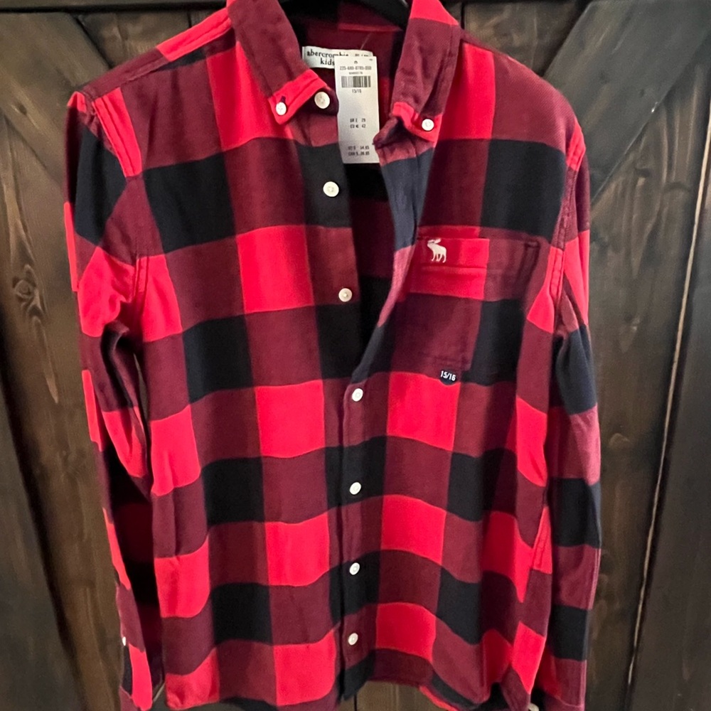 Abercrombie Kids Red and Black Checkered Shirt